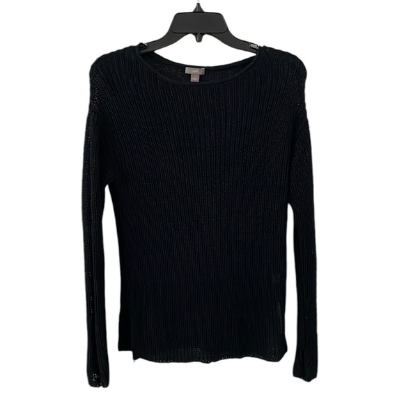 J. JILL | Women’s Black Linen Blend Knitted Round Neck Sweater Size S - Picture 1 of 6